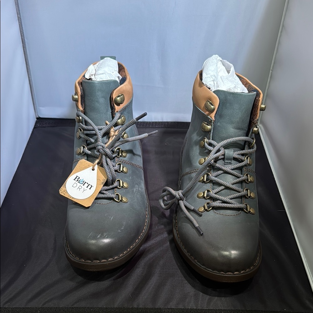 Born Gray and Tan Lace Up Boots